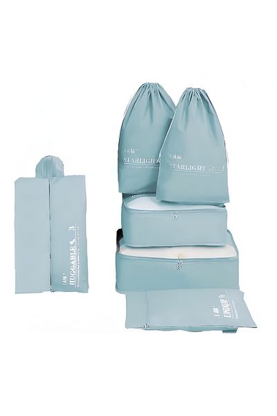 Teno Set of 6 Teno® travel organizers, travel luggage, double zipper closure, turquoise