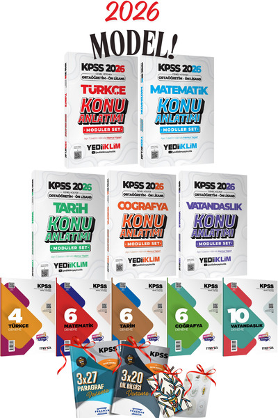 Yediiklim Yayınları 2026 Önlisans - Ortaöğretim KPSS Yediiklim 5li Konu Anlatım Seti + 5 Branş Deneme Seti HEDİYELİ Set