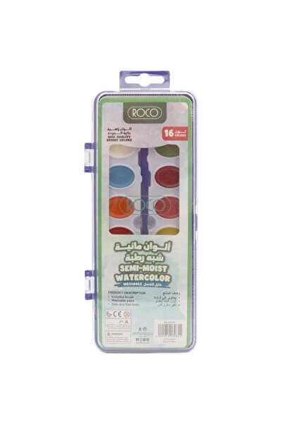 Roco مجموعة ألوان مائية شبه رطبة من ووتر كيك، 16 لونًا