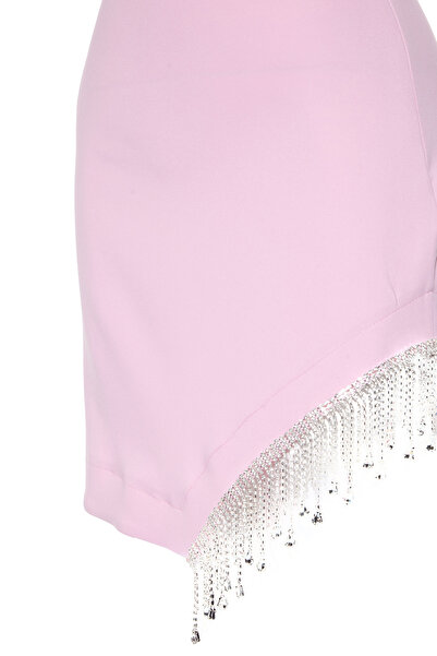 Keikei Pudra krep kolsuz kısa elbise