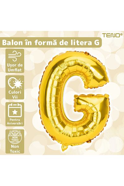 Teno Balloon in the shape of the letter G Teno®, foil, gold, 40 cm