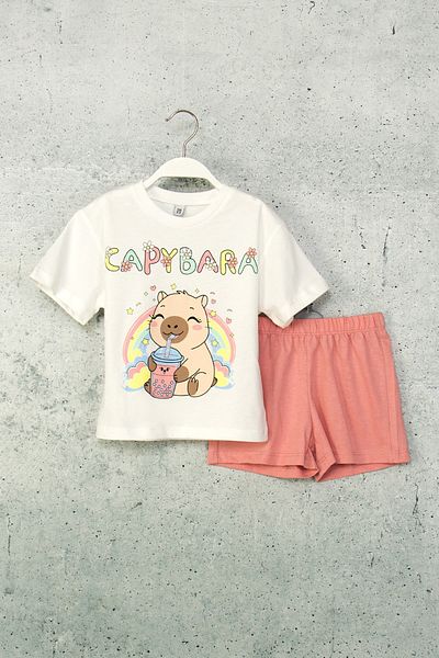 DMB BOYS & GIRLS Printed Short Sleeve Shorts 2-Piece Girl's Set