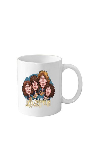 OEM Cana din ceramica haioasa, 330 ml, alba, pentru pasionatii de muzica, Led Zeppelin 2