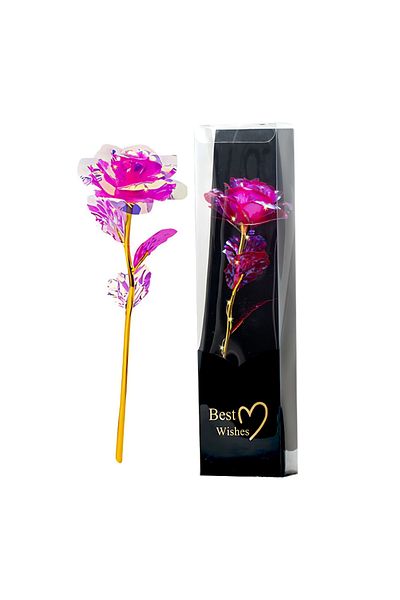 Teno Trandafir Artizanal Teno®, efect de cristal, aspect auriu, 22 x 13 cm, roz