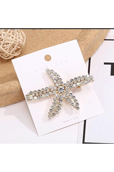 REBORN DESIGN مشبك معدني على شكل نجم البحر باللون الذهبي مقاس 6.5 سم