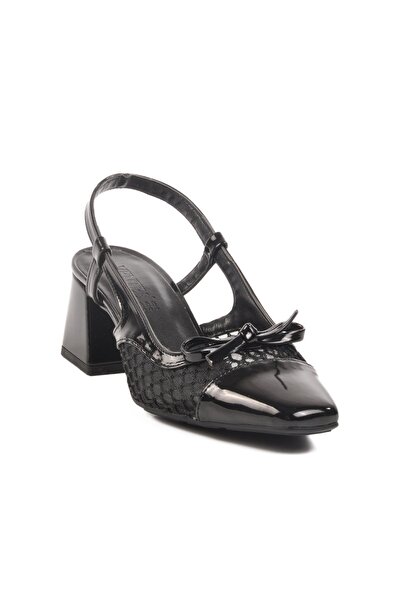 AYAKMOD Pantofi casual de damă din material textil din piele lacuită neagră 2...