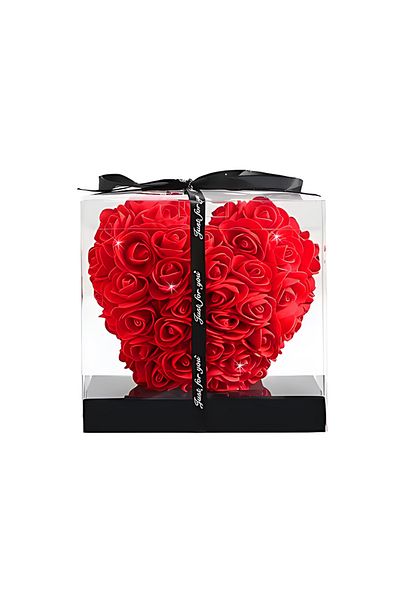 Teno Teno® Foam Rose Heart, red floral, immortal, 15 cm