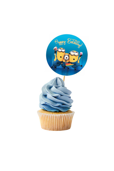 OEM Set 28 Topere pentru mini prajituri/briose, 4 cm, cu betisoare, Minions