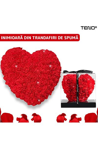 Teno Teno® Foam Rose Heart, red floral, immortal, 15 cm