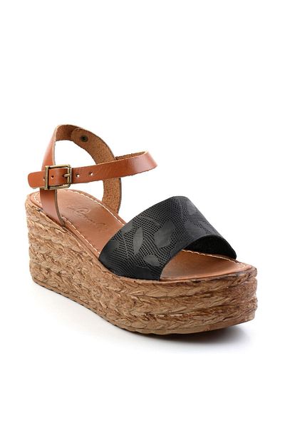 Bambi Black Leather Women's Sandals K05197004003