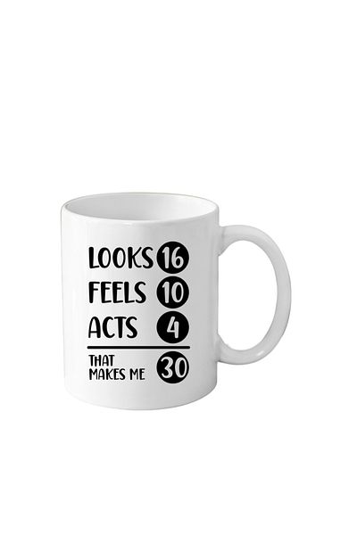 OEM Funny ceramic mug 30th Anniversary, white, 330 ml, model 2