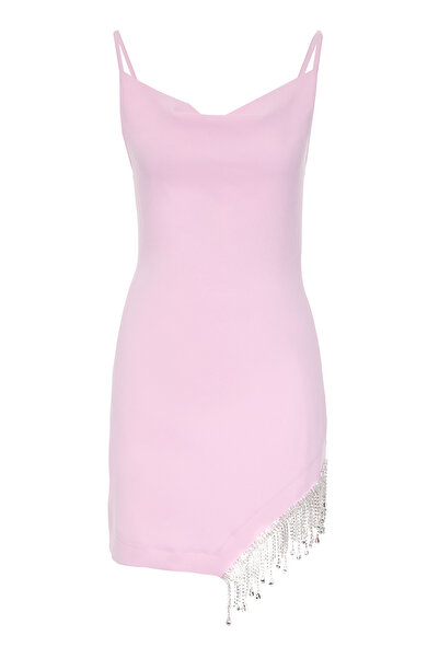 Keikei Pudra krep kolsuz kısa elbise