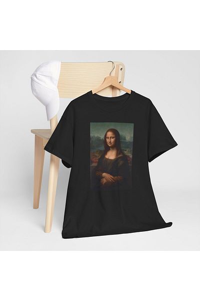 OEM Tricou personalizat Leonardo da Vinci, Mona Lisa del Giocondo, negru, universal, marimea M