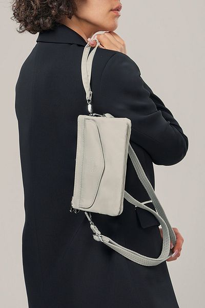 Getcho Kolek Light Gray Women's Crossbody Bag Small Size Zippered Waterproof Minimal Model for Daily Use