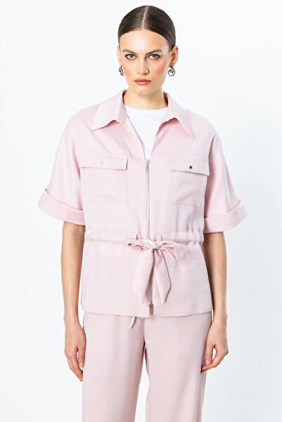 Ekol Kapak Cepli Beli Kuşaklı Bluz