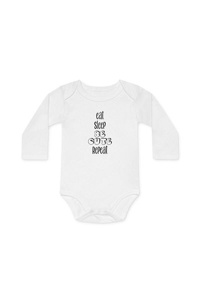 OEM Body Bebelusi, alb, Nou Nascut, fete/baieti, cu mesaj amuzant, marimea 62, Eat, Sleep, Repeat
