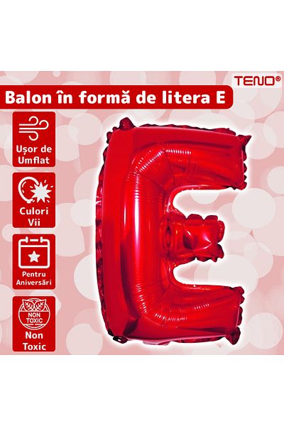 Teno Balloon in the shape of the letter E Teno®, foil, red, 40 cm