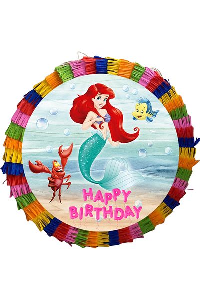 OEM Party pinata, 35 cm, multicolor, Ariel Little Mermaid 3 model + Birthday T-shirt 5/6 years old