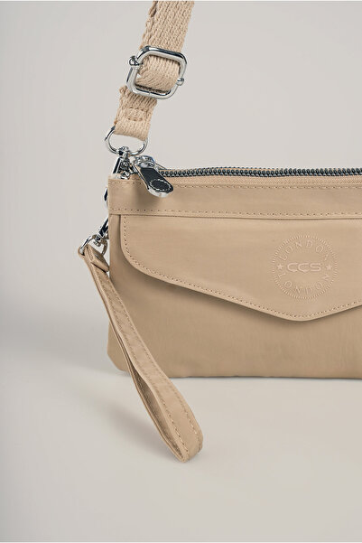 Getcho Kolek Beige Women's Crossbody Bag Small Size Zippered Waterproof Minimal Model for Daily Use