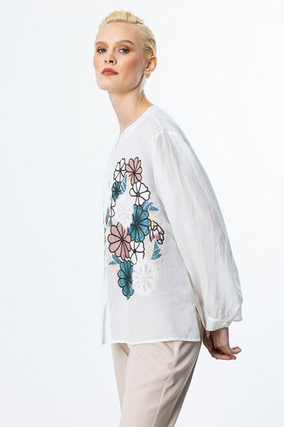 Ekol Floral Embroidered Linen Blouse