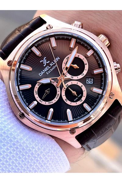 Daniel Klein Leather Cord Inner Dial Functions Active 3 Atm Water Resistant Men Wristwatch E14056-5