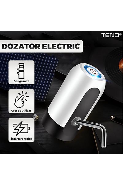 Teno Teno® Electric Water Dispenser, 1200 mAH battery bottle pump, black/white