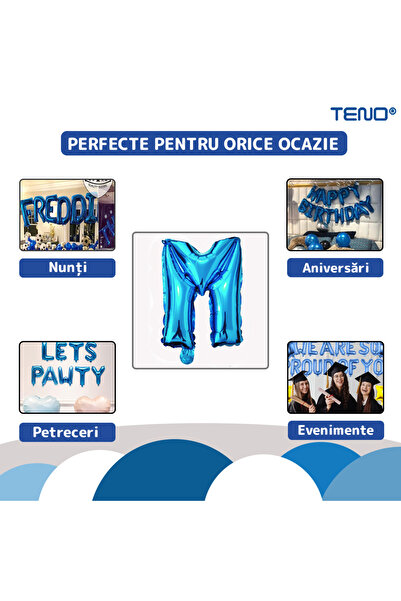 Teno Blue Letter M Foil Balloon