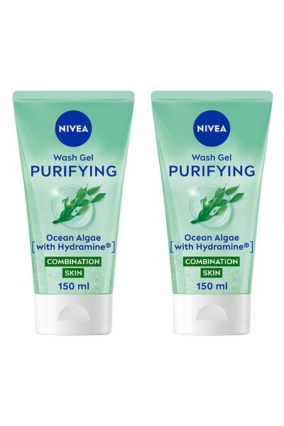 NIVEA Purifying Cleansing Face Wash for Combination Skin with Ocean Algae, 150ml, Pack of 2
