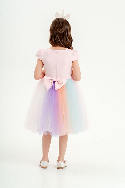 Eray Kids Βραδινό φόρεμα για κορίτσια μονόκερος με πολύχρωμο τούλι, κοστούμι γενεθλίων και πάρτι με δώρο κορώνα 3-10 ετών