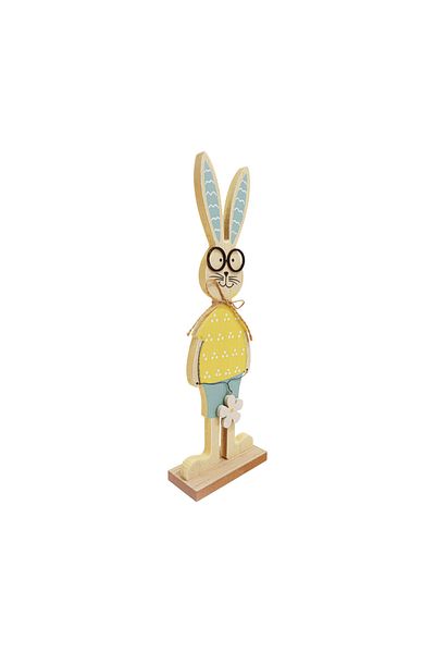 Generic A wooden rabbit-shaped masterpiece that adds to the decor of your home, room or office. Dimensions: (length 12 cm * width 12 cm * height 37 cm)