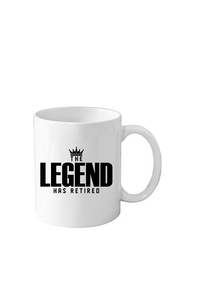 OEM Cana din ceramica cu mesaj amuzant pentru pensionare, The Legend has retired, alba, 330 ml