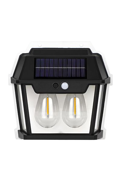 Teno Lampa Solara de Perete LED Tip Felinar Dublu Teno®, IP65, Waterproof, exterior, negru