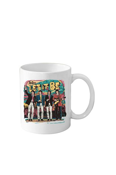 OEM Cana din ceramica haioasa, 330 ml, alba, pentru pasionatii de muzica, The Beatles 3