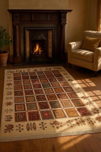 BLGHOME ETNİK DESEN RENKLİ MODERN HALI DEKORATİF KİLİM