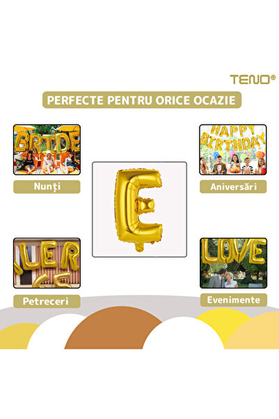 Teno Gold Letter E Foil Balloon