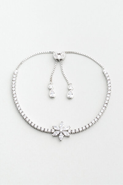 So CHIC... Zambak 18 Ayar Beyaz Altın Kaplama Ayarlanabilir Gümüş Su Yolu Bileklik