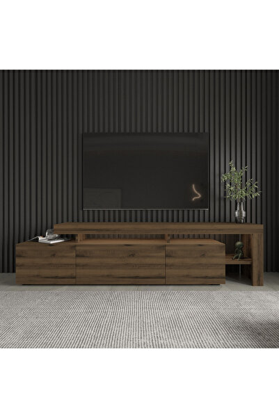 İNARCH DİZAYN Beliz Modern LED Işıklı 3 Kapaklı, Raflı TV Sehpası – 192 cm - ...