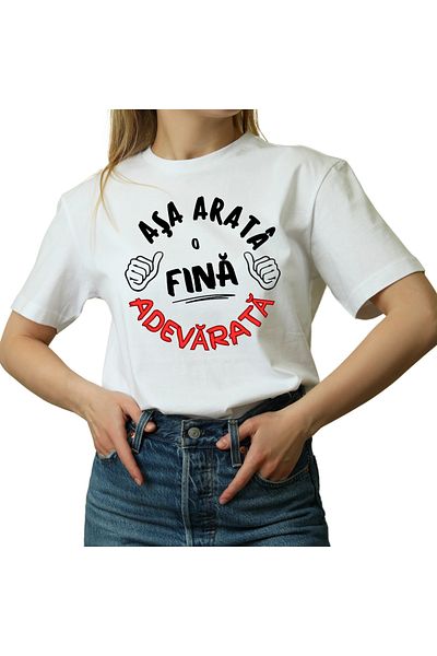 OEM Tricou personalizat, Asa arata o Fina adevarata, culoarea alb, marimea L