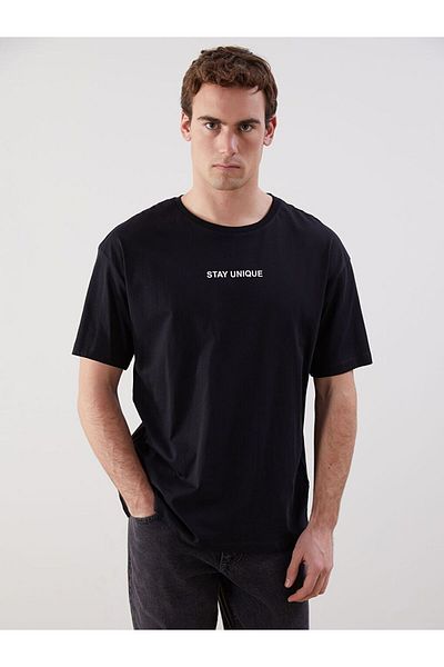 LC Waikiki Ανδρικό μπλουζάκι LCW ECO Crew Neck με στάμπα από βαμβακερό χτενισμένο