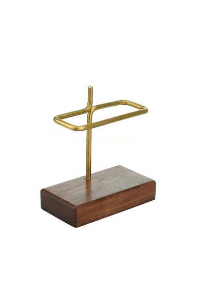 Generic Brass and Wood Coffee Filter Holder - Dark Brown