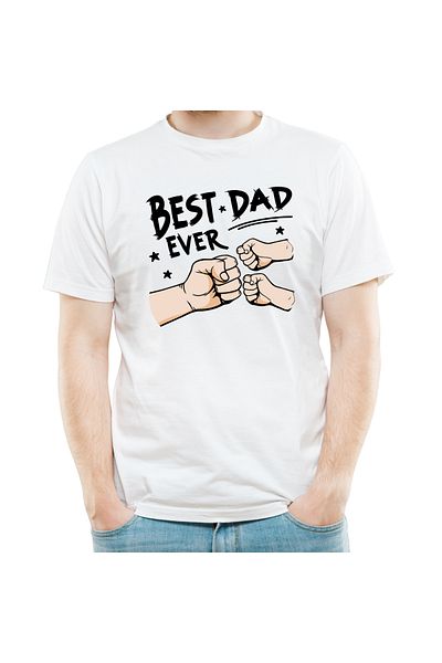 OEM Tricou personalizat pentru tatici, cu mesajul, Cel mai tare tata, (tata si 2 copil), marimea M