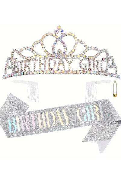 Çemrek Süs Parti مجموعة حزام تاج لوكس لعيد الميلاد باللون الفضي