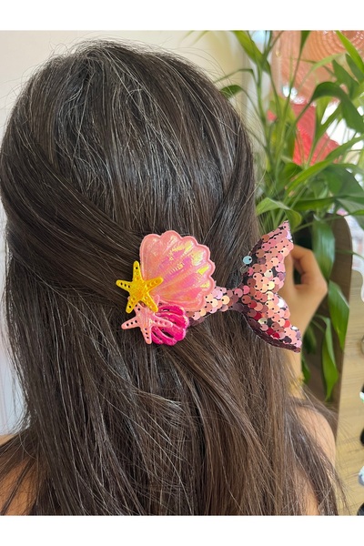 PONÇİK ACCESSORİES مشبك جانبي كبير لامع على شكل ذيل حورية البحر مزين بالترتر ...