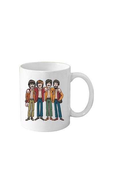 OEM Cana din ceramica haioasa, 330 ml, alba, pentru pasionatii de muzica, The Beatles 2