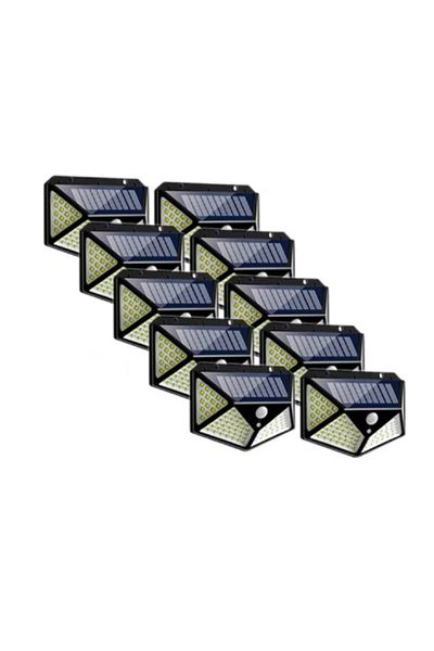 FİAPFO Set de 10 lămpi solare cu 100 LED-uri, senzor de mișcare, 3 moduri de iluminare