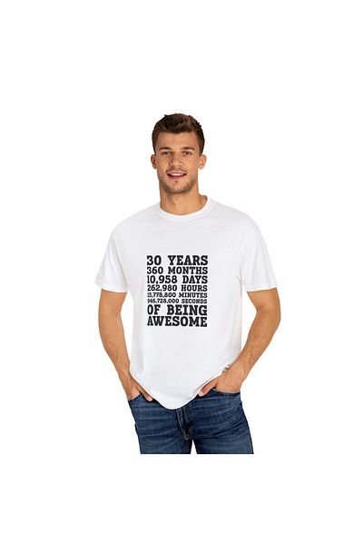 OEM Tricou personalizat barbati, aniversare 30 ani, alb, marimea M, amuzant