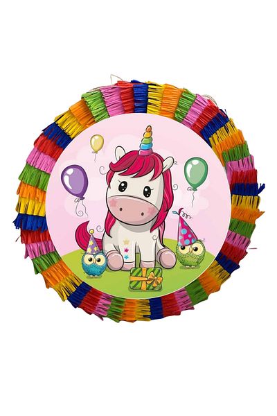 OEM Party pinata, 35 cm, multi-colored, Multicolor Unicorn model + 3/4 years old Birthday T-shirt