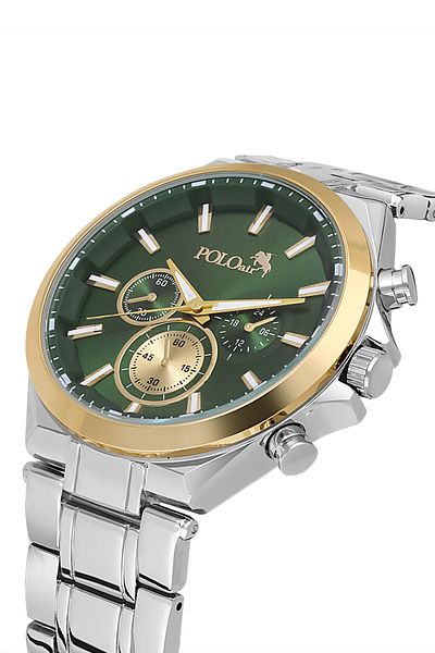 Polo Air Sport Case Men Wrist Watch Silver Gold Green Color Pl-0996E5X