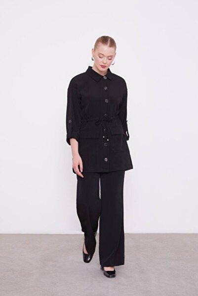 Levidor Leyl Düğmeli Beli tünelli Cep Detaylı İkili Takım