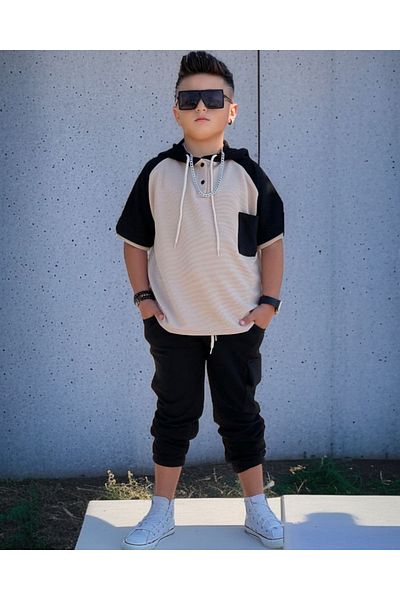 Modaayaz New Season Style Boy's Black Top-Top Set